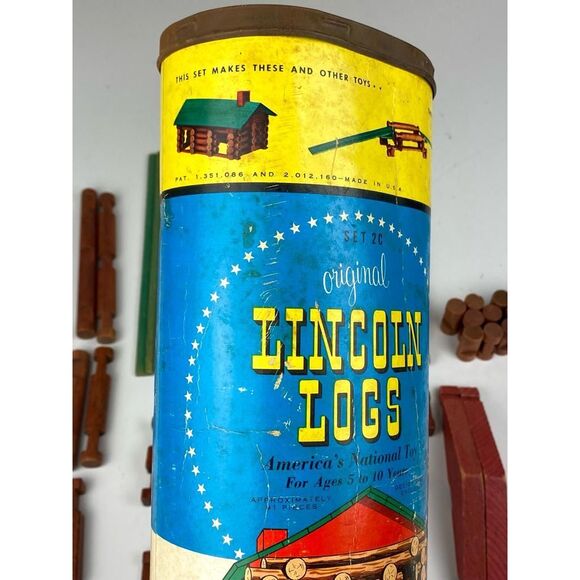 Vintage Original Lincoln Logs Set 2C - Missing Lid CK1538 - Picture 4 of 10
